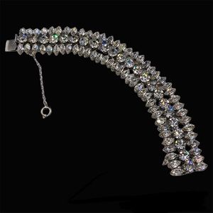 Wide Vintage Rhinestone Bling Bracelet Hollywood Glam